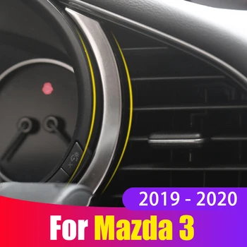 A Mazda 3-As Axela 2019 2020 Rozsdamentes acél Autó Műszerfal Eszköz Kijelző Oldalsó Keret Berendezés Fedelét Keret Köret Tartozékok