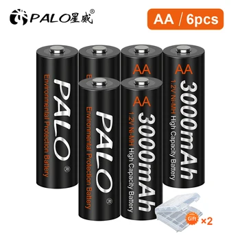 PALO 4-12db AA Újratölthető Akkumulátor 3000mah 1.2 v Ni-MH feltöltve AA Akkumulátor Tölthető a Játék Kamera Akkumulátor AA