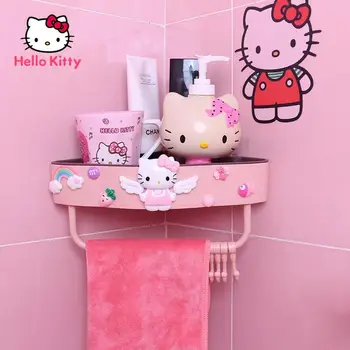 Hello Kitty Szoba Decor Fürdőszoba Kiegészítők, Ütés-ingyenes Tárhely Rack Horog Falra tapadókorong Törülköző Lógott Csatorna Ügyben