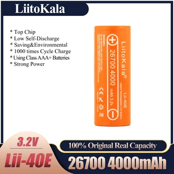 LiitoKala Lii-40E3.2V 26700 4000mAh Lifepo4 Akkumulátor a fény a napenergia figyelmeztető lámpa mikrofon Helyett 26650